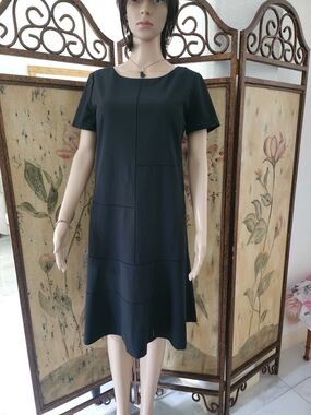 LAFAYETTE 148 | Classic Black Short-Sleeve A-Line Dress